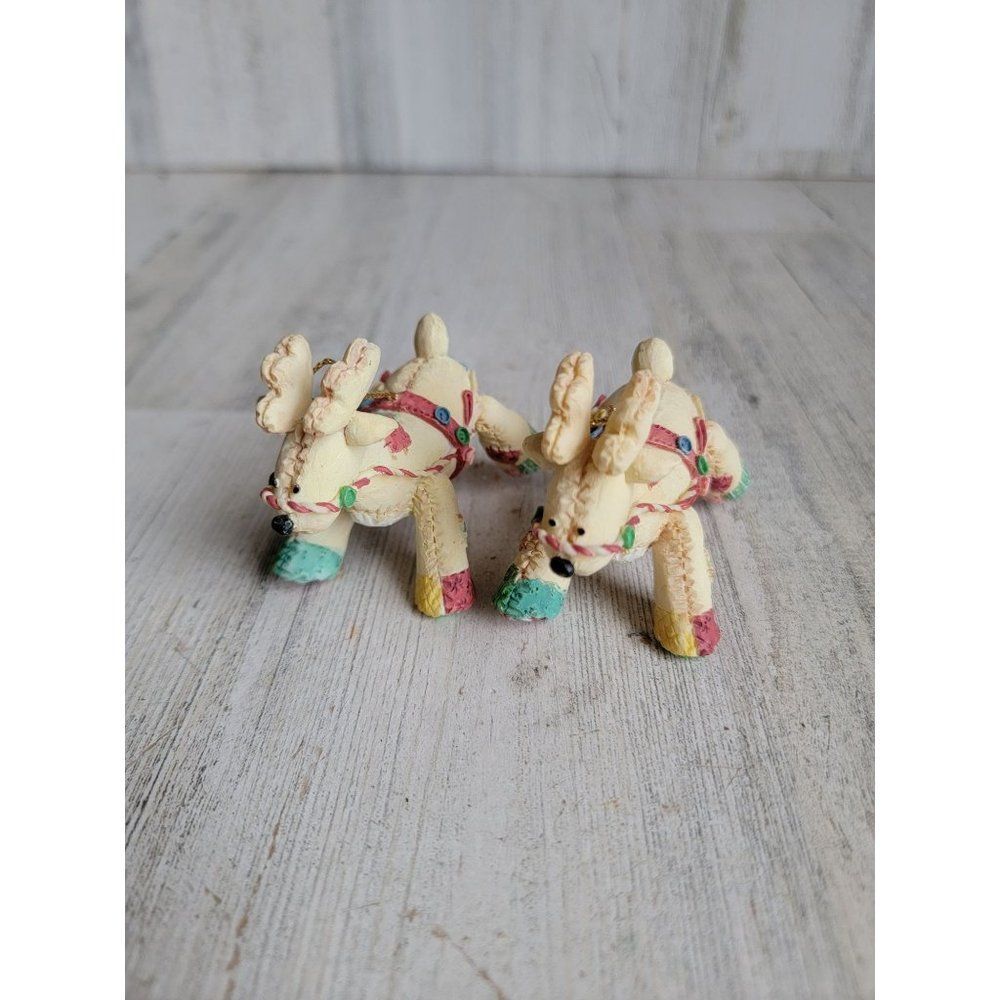 Enesco cute as button reindeer Santa Claus‎ set ornament Xmas